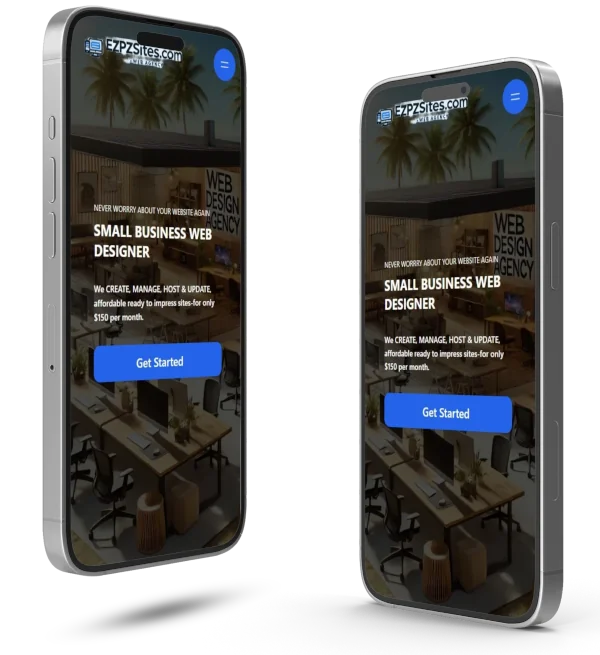 Two phones displaying an EZPZ website